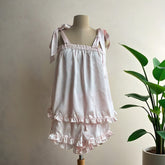 Ruffle Shoulder Silk Camisole Set  Ruffled Shorts Satin PJ Sets Bridesmaids Gifts Shorts Bridal Sets  Bridal Gift